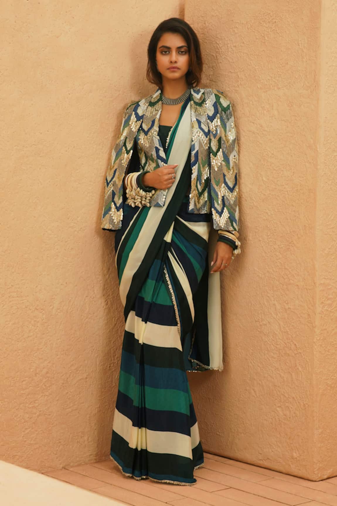 Sva By Sonam & Paras Modi Embellished Cape Jacket 