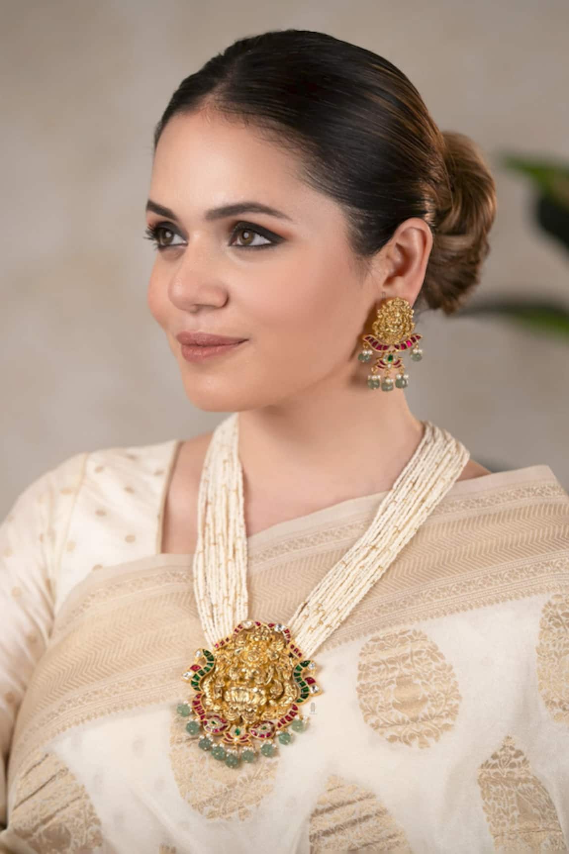 Anana Traditional Gold Plated Necklace & Earring Set 