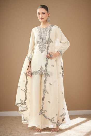 Prisho Ivory Kairi Kurta Sharara Set 