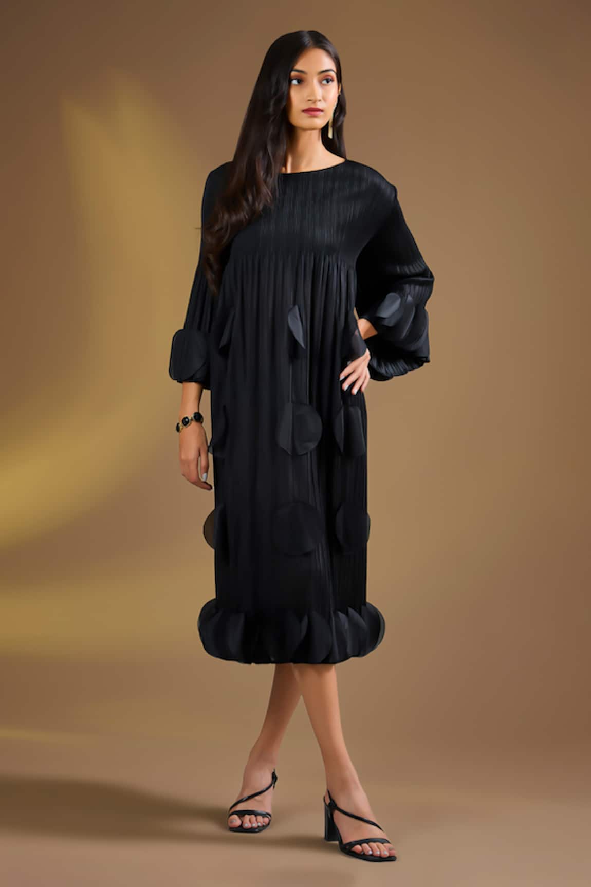 Ajiesh Oberoi Noir Petal Dress 