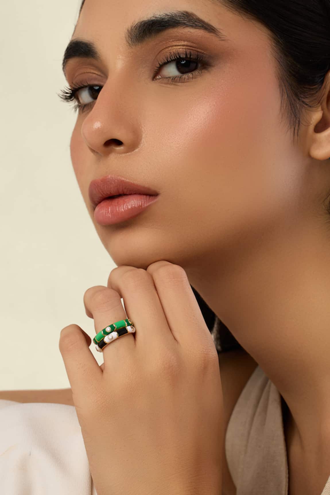 Isharya Mystic Gaze Enamel Ring Stack