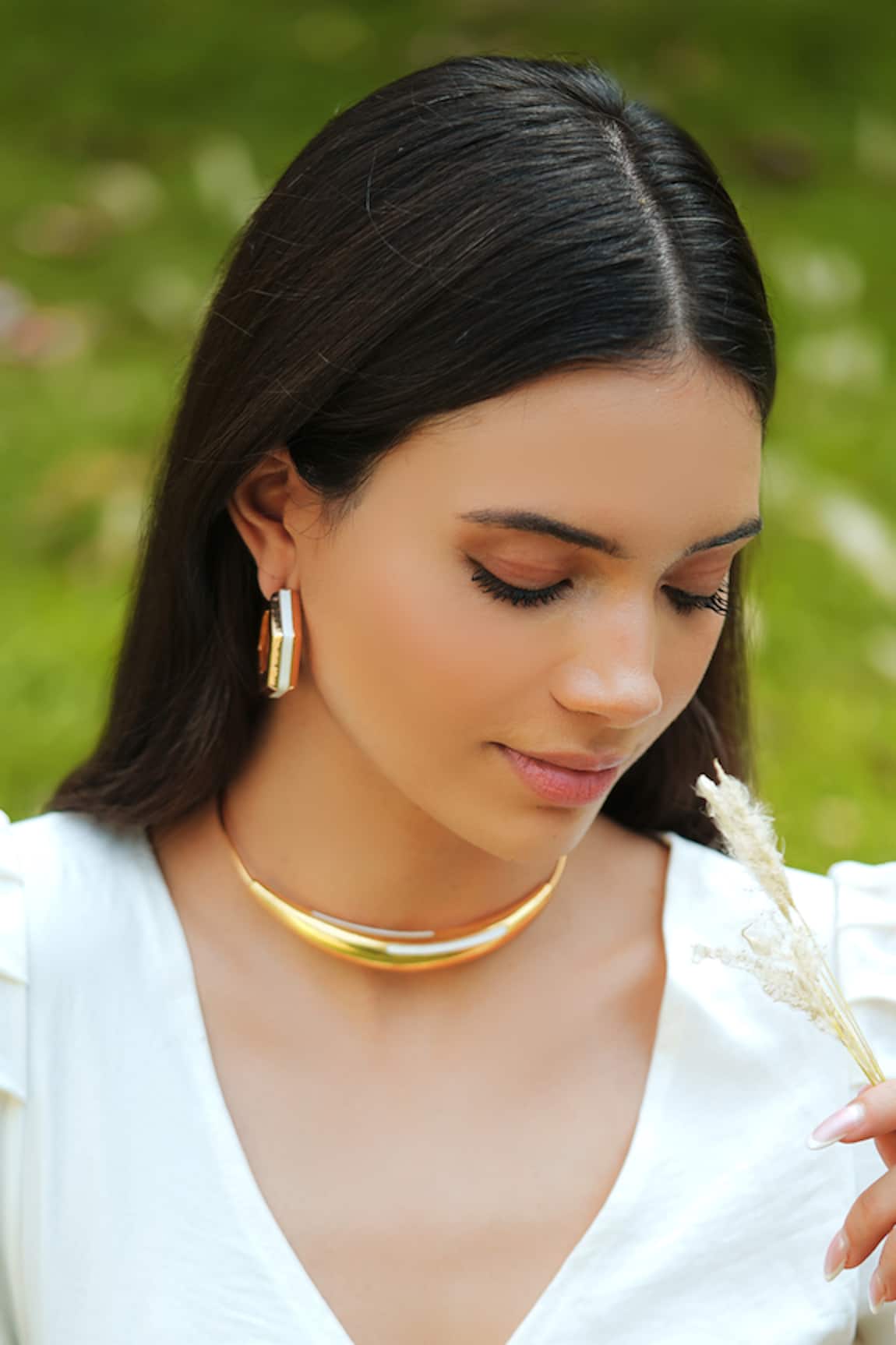 Varnika Arora Aurelia White Enamel Gold Neckpiece 