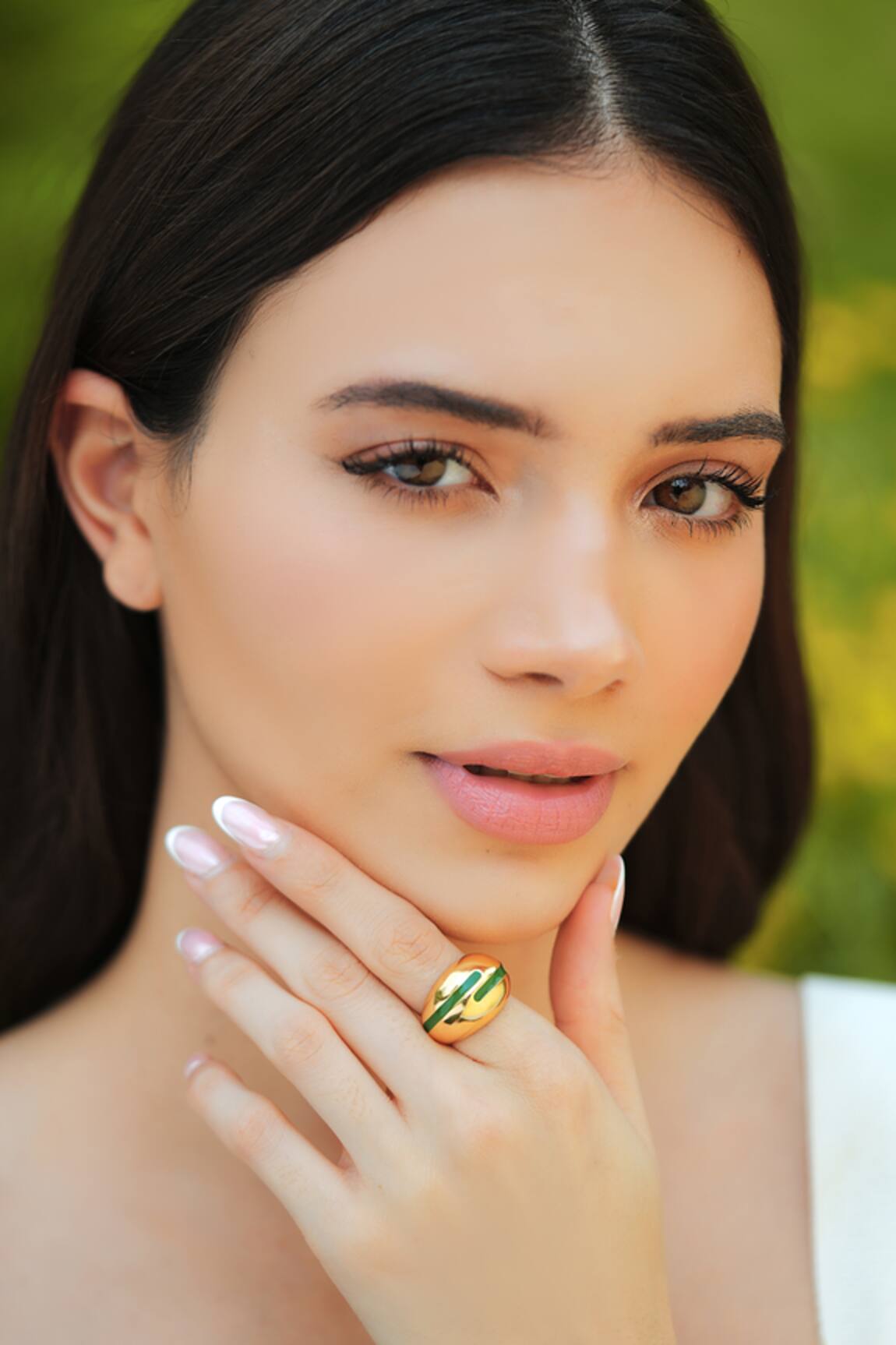 Varnika Arora Verdora Green Enamel Gold Ring 
