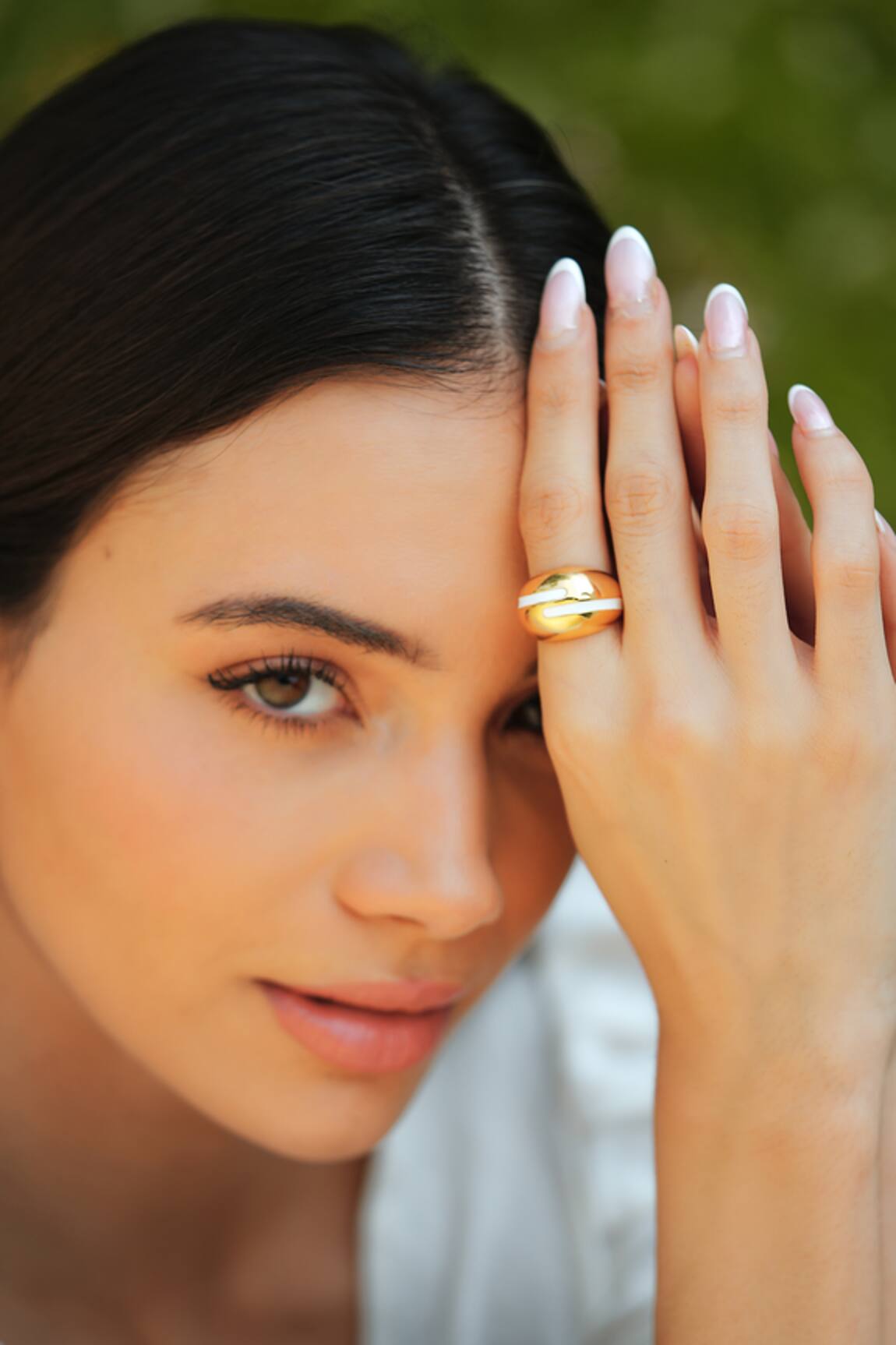 Varnika Arora Verdora White Enamel Gold Ring 