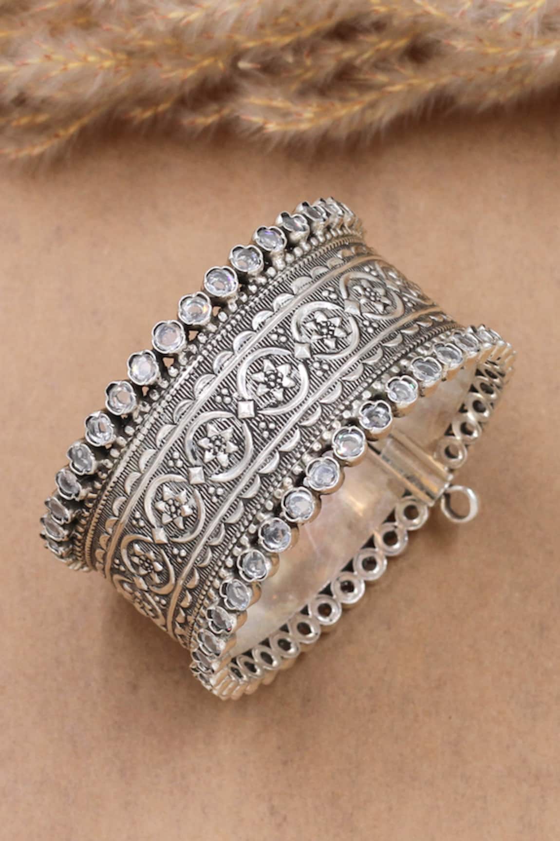 Sangeeta Boochra Kundan Silver Designer Bangle