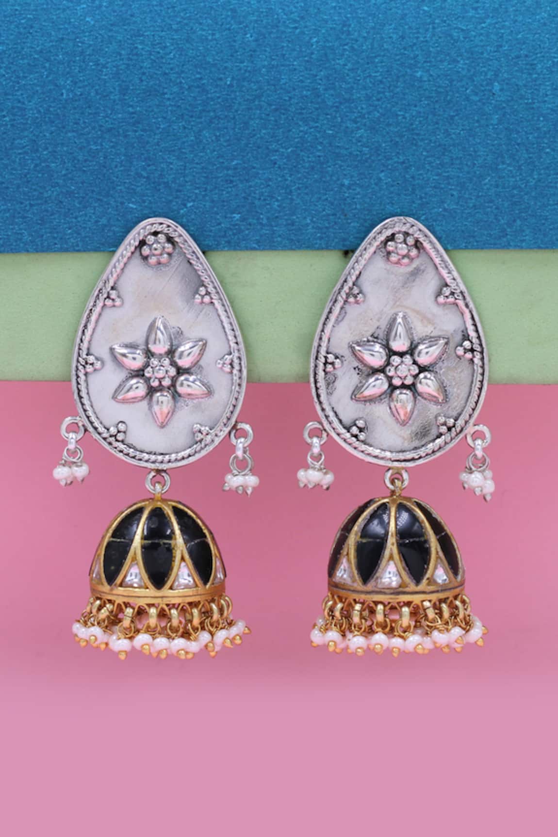 Sangeeta Boochra Kundan Silver Designer Earrings