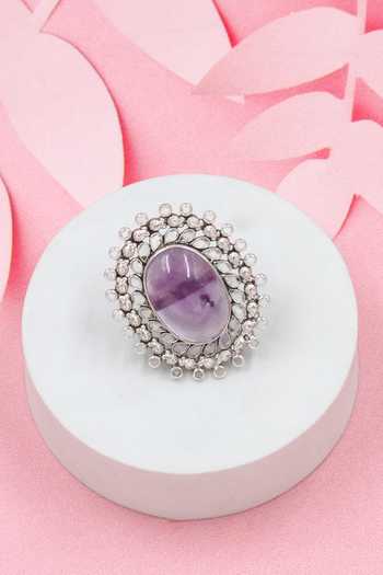 Sangeeta Boochra Purple Onyx Silver Designer Ring 