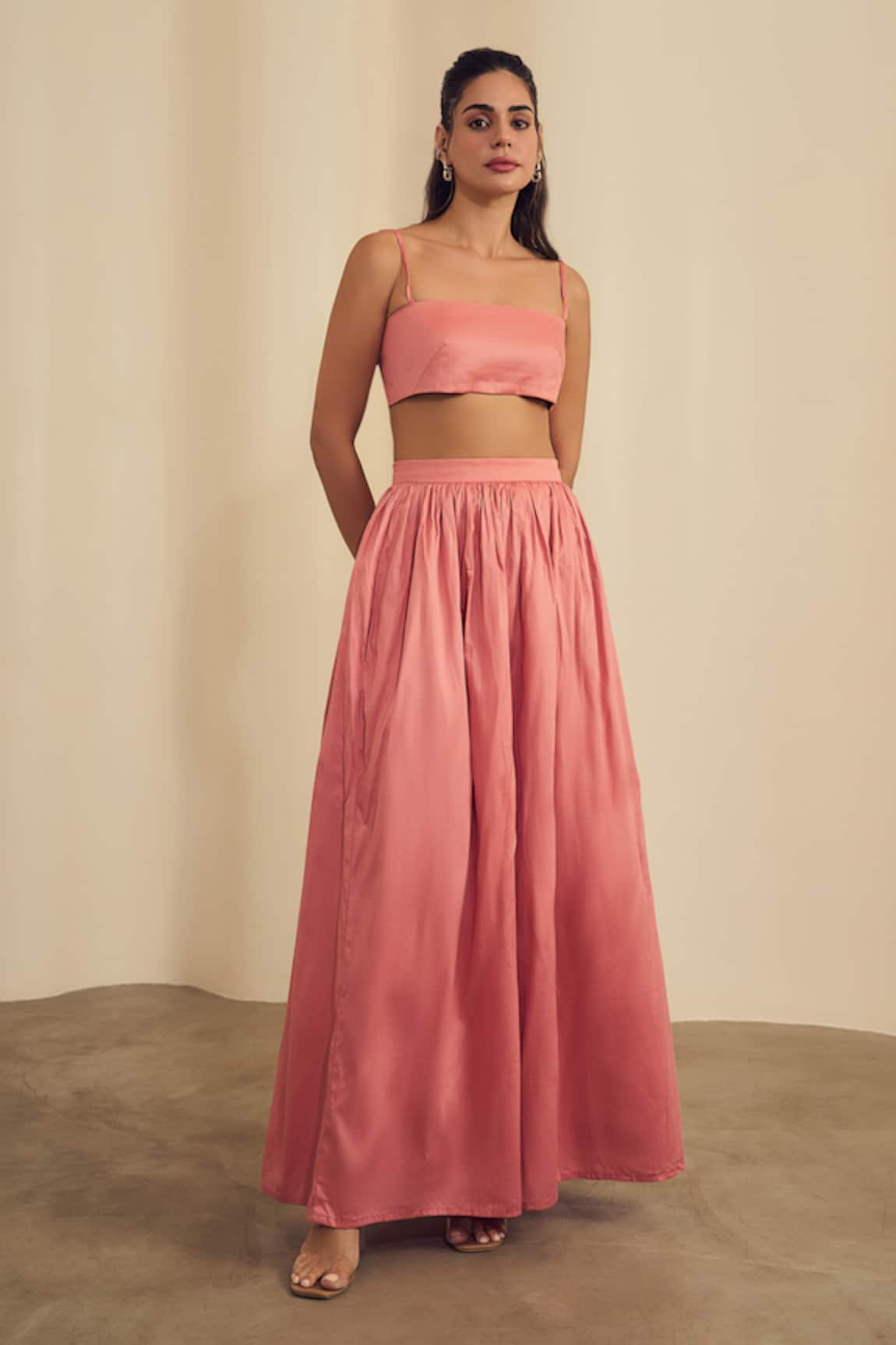 Label Frow Gathered Flared Maxi Skirt Set 