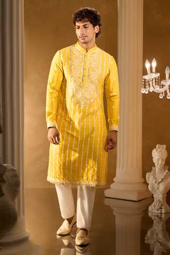 Aariyana Couture Yellow Embroidered Kurta Set 