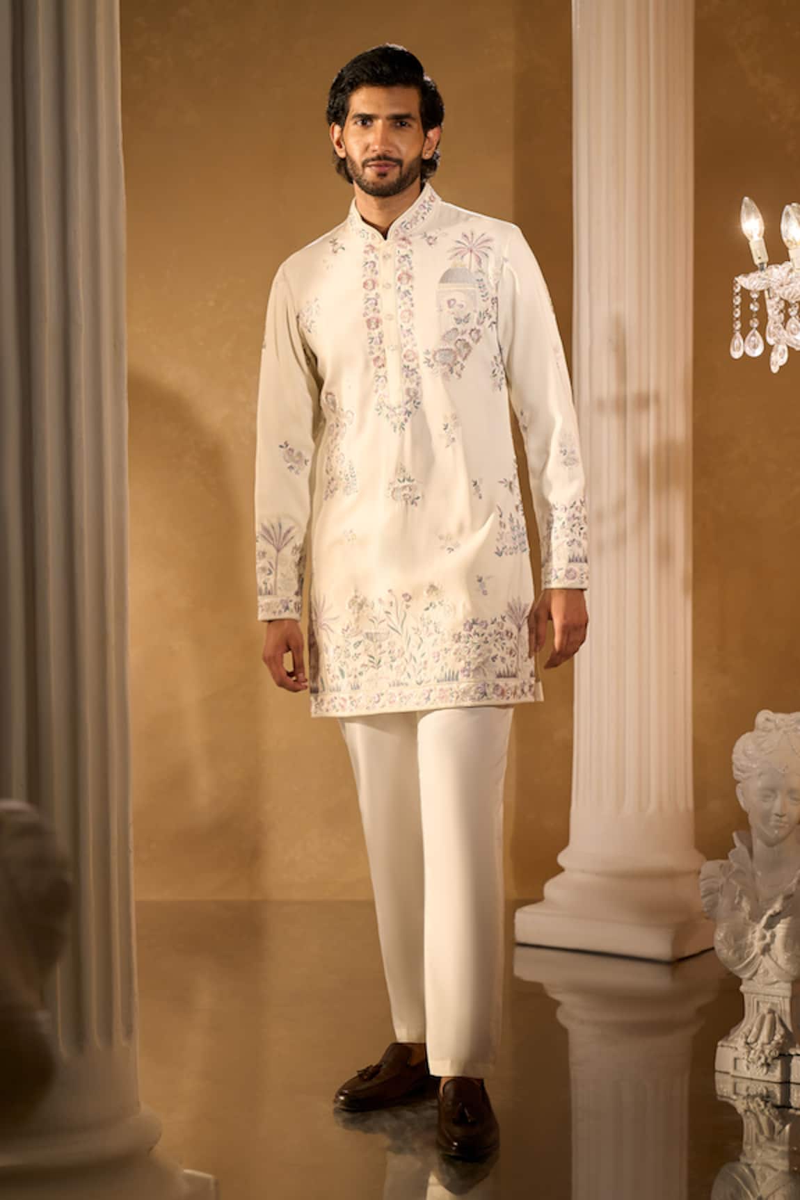 Aariyana Couture Embroidered Silk Blend Kurta & Trousers Set 