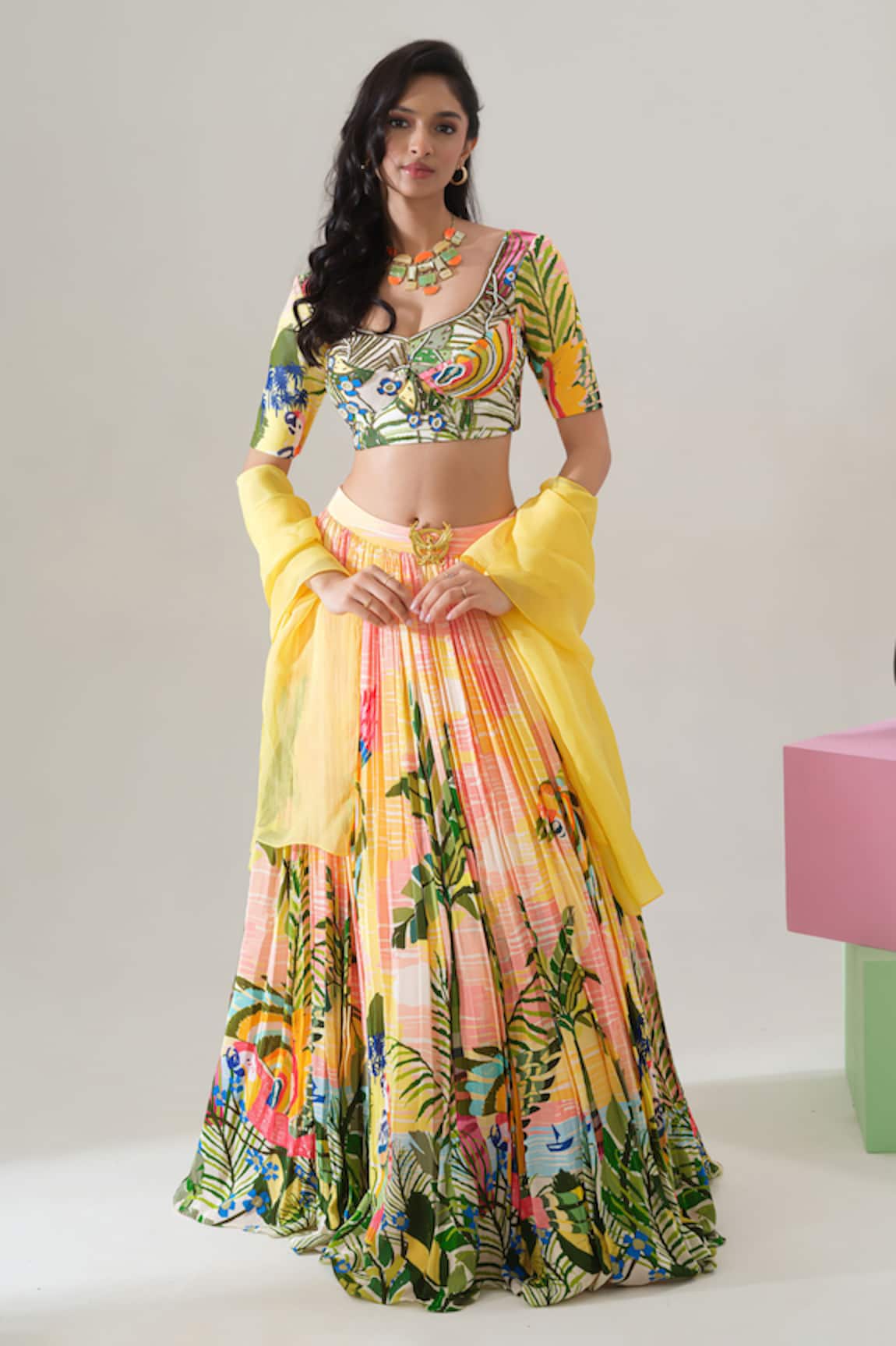 House Of Akshata Sunlit Tropics Lehenga Set 