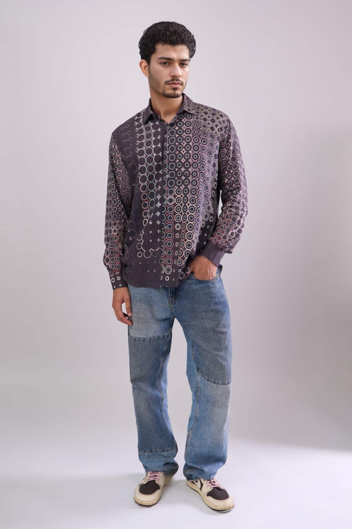 Arihant Rai Sinha Black Digital Print Slim Fit Shirt 
