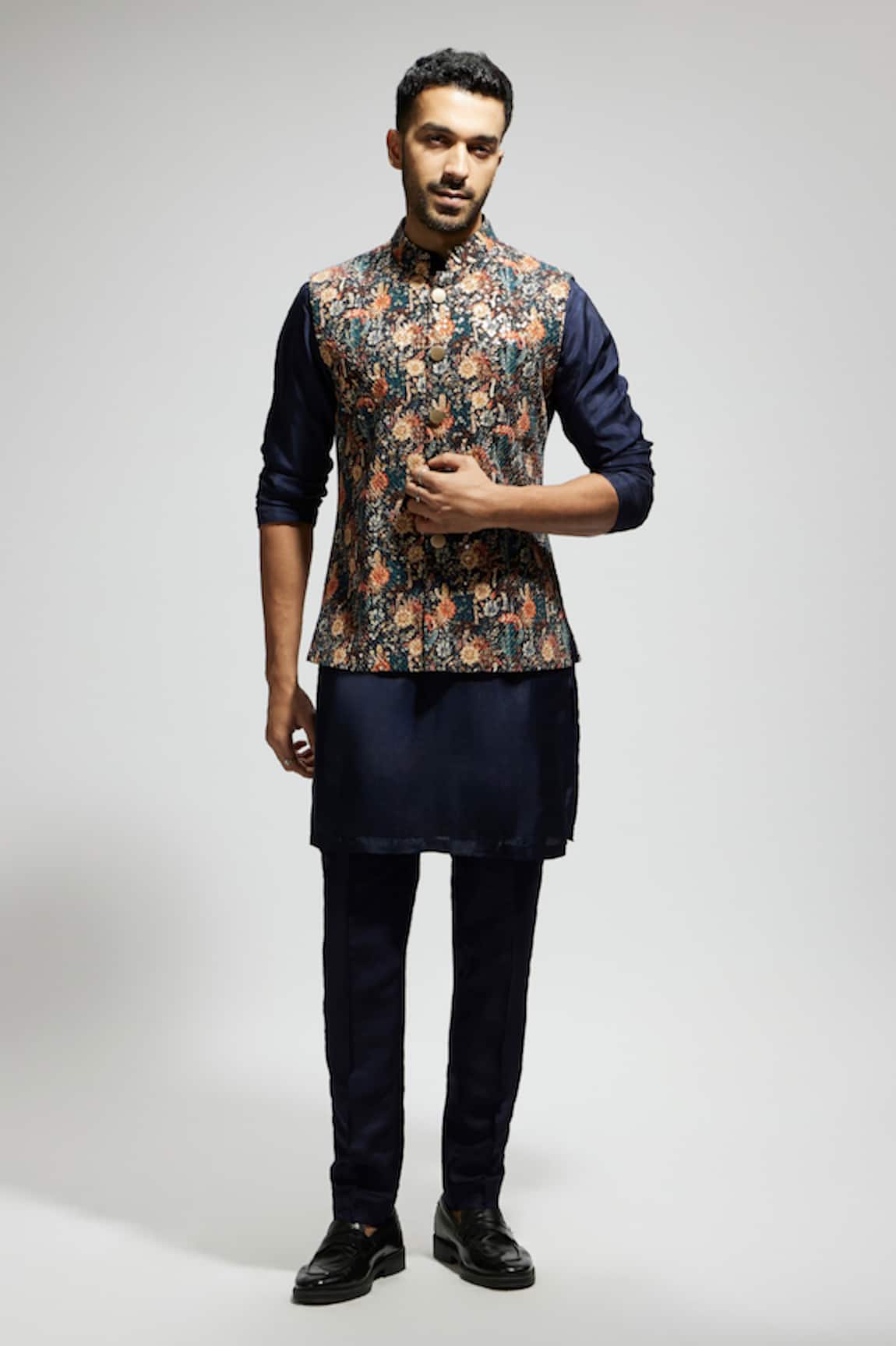 Sva By Sonam & Paras Modi Botanic Patterned Bundi Kurta Set 