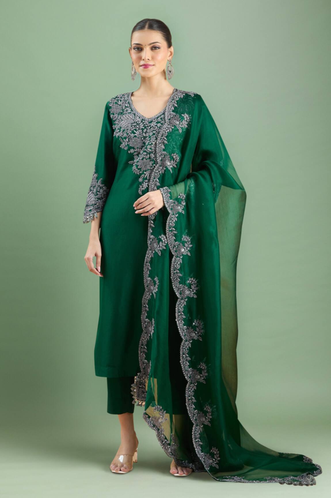 Prisho Zardozi Yoke Embroidered Kurta Set
