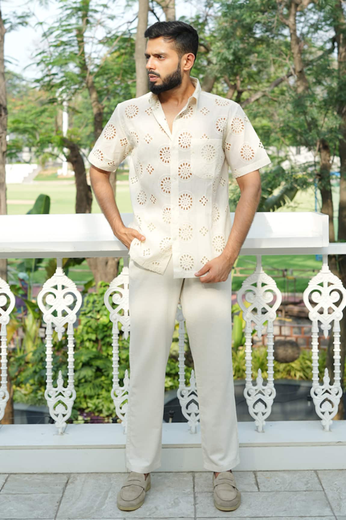 Raas Life Geometry Embroidered Shirt 