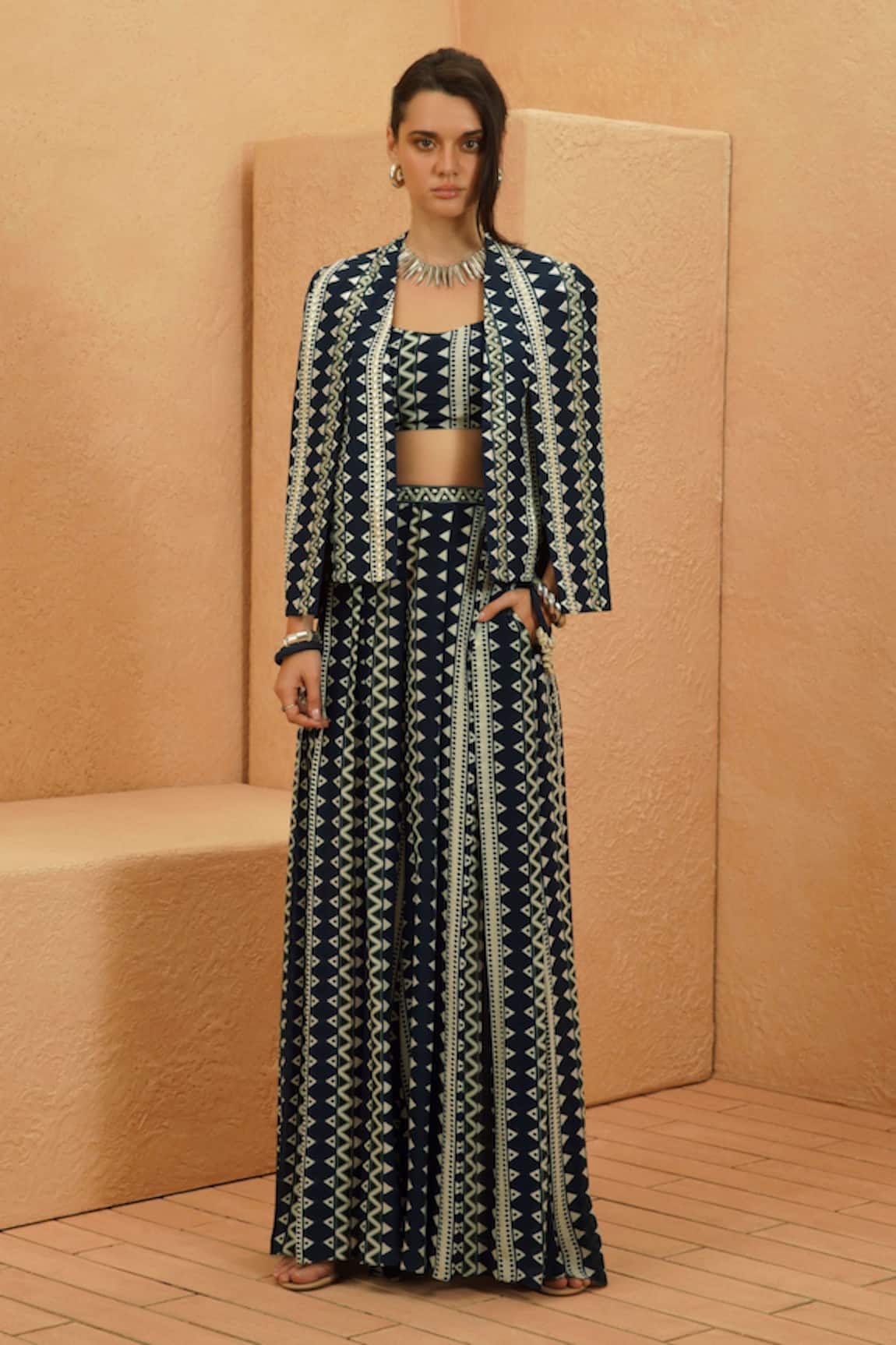 Sva By Sonam & Paras Modi Embellished Cape Jacket Set 