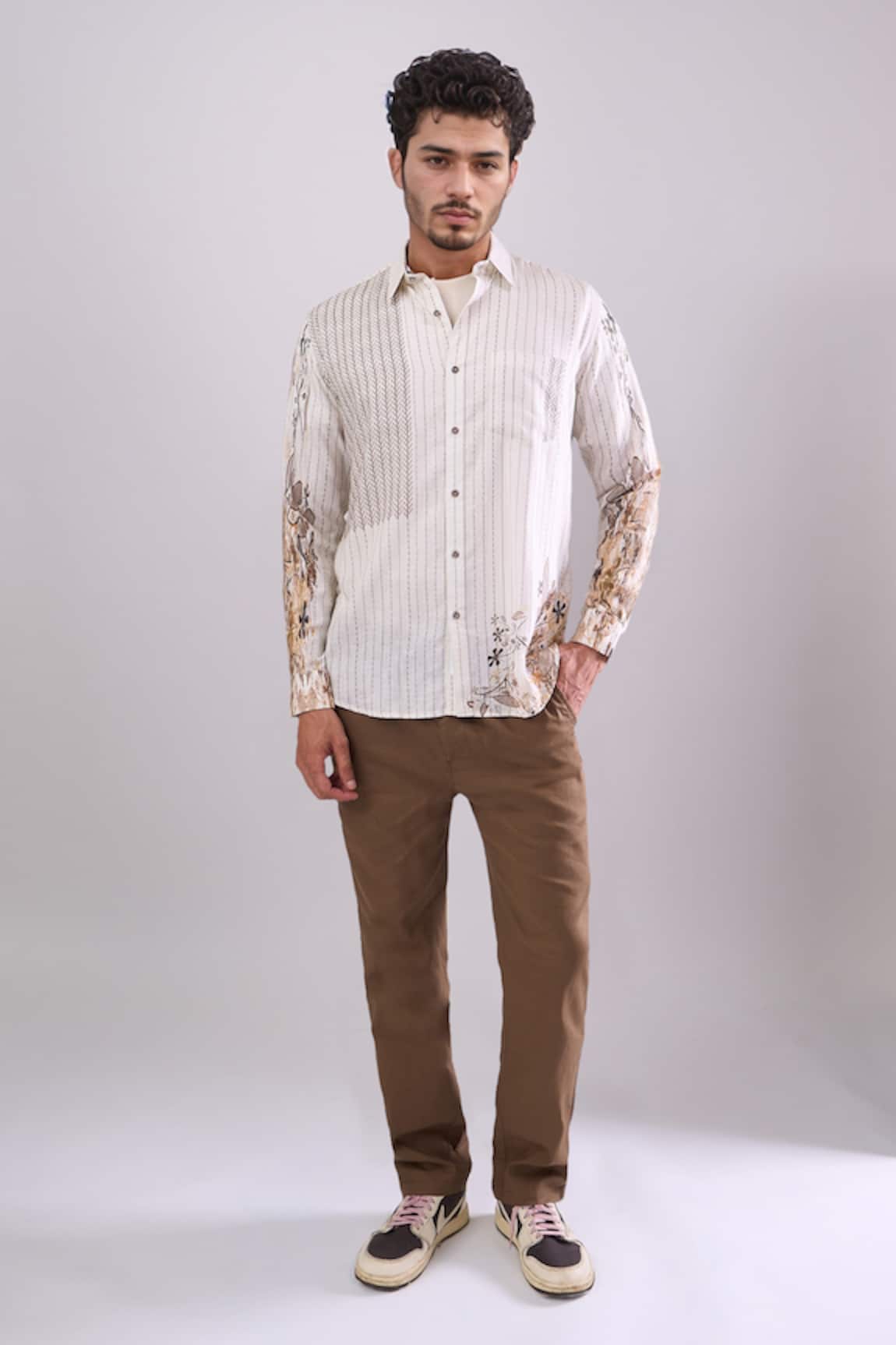 Arihant Rai Sinha Cream Digital Print Slim Fit Shirt 