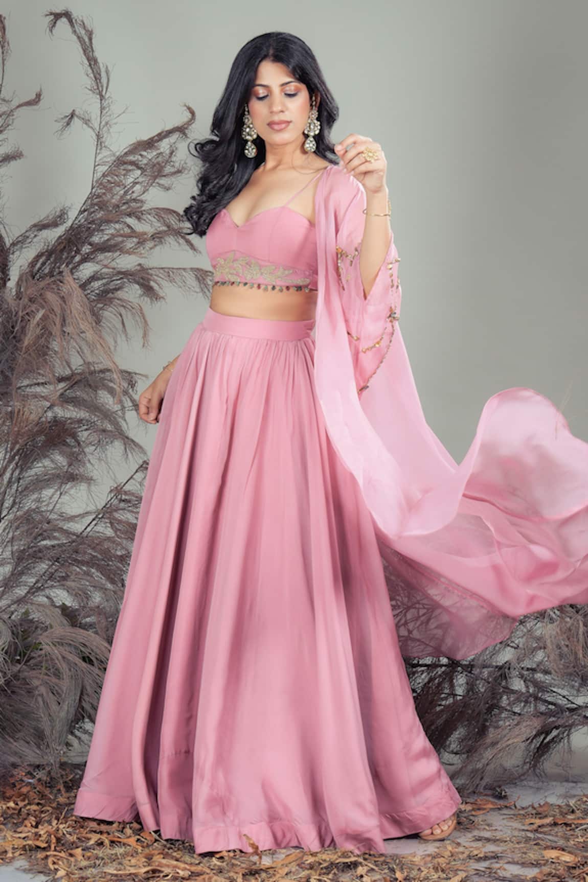 Rirasa Pink Hand Embroidered Organza Set 