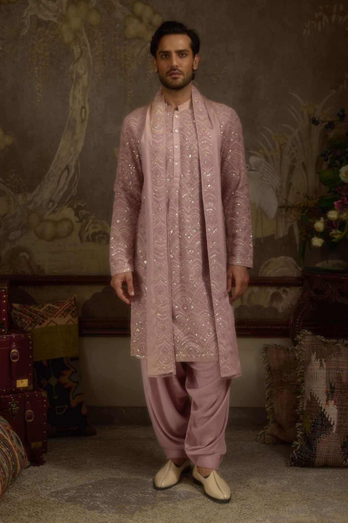 Ankit V Kapoor Woven Kesar Gul Kurta Set 