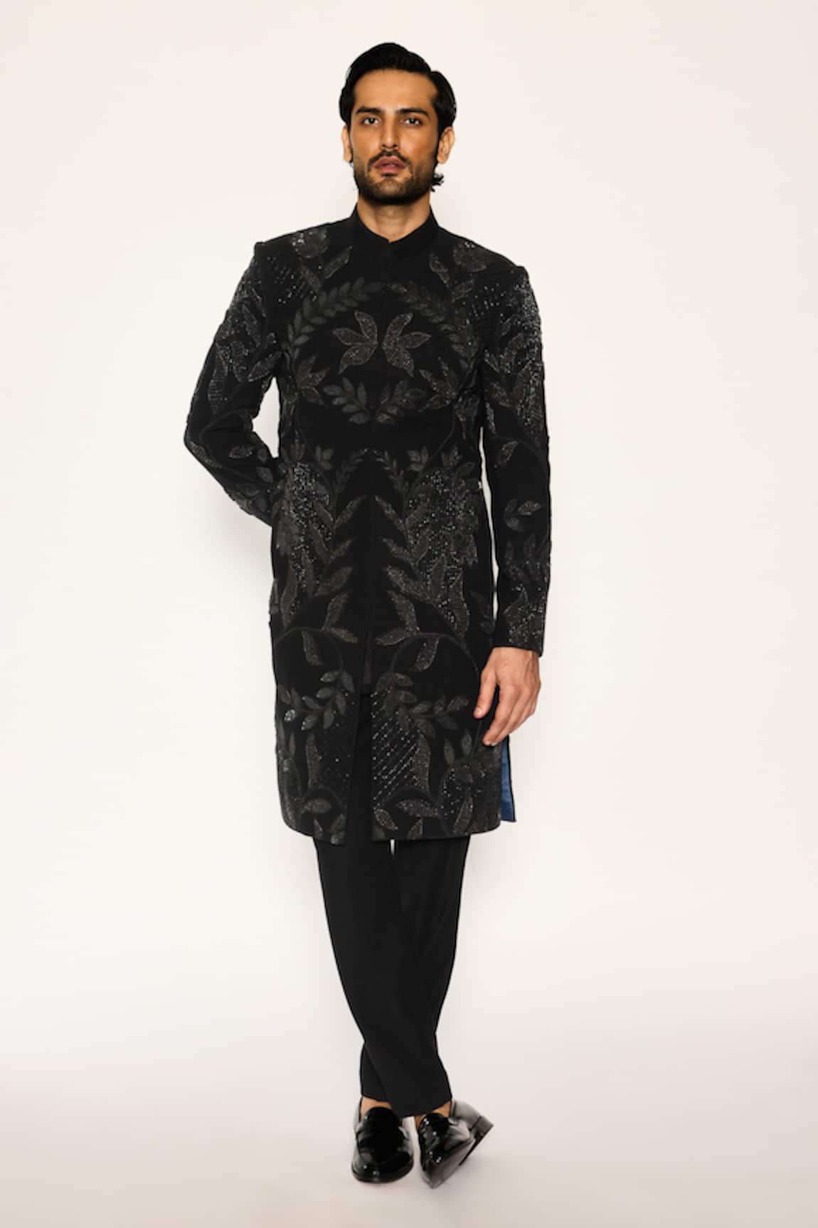 Ankit V Kapoor Obsidian Bloom Indo Sherwani Set 