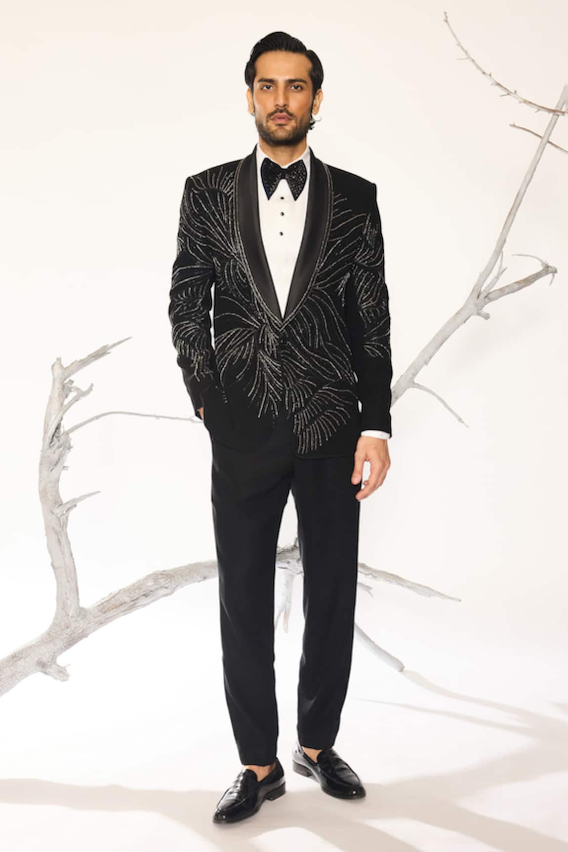 Ankit V Kapoor Noir Bloom Tuxedo Set 