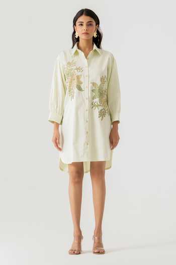 K-Anshika Mint Green Floral Shirt Dress 