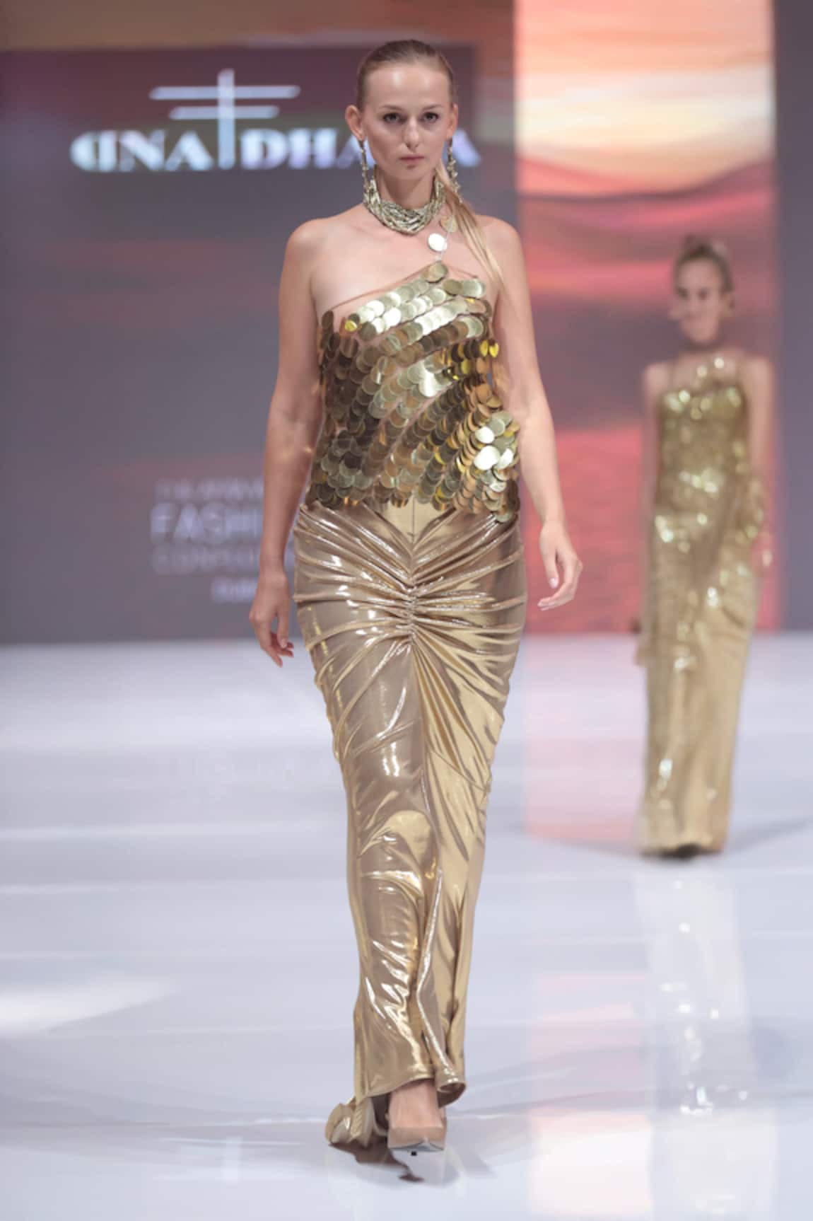Rina Dhaka Metallic Gold Coin Top 