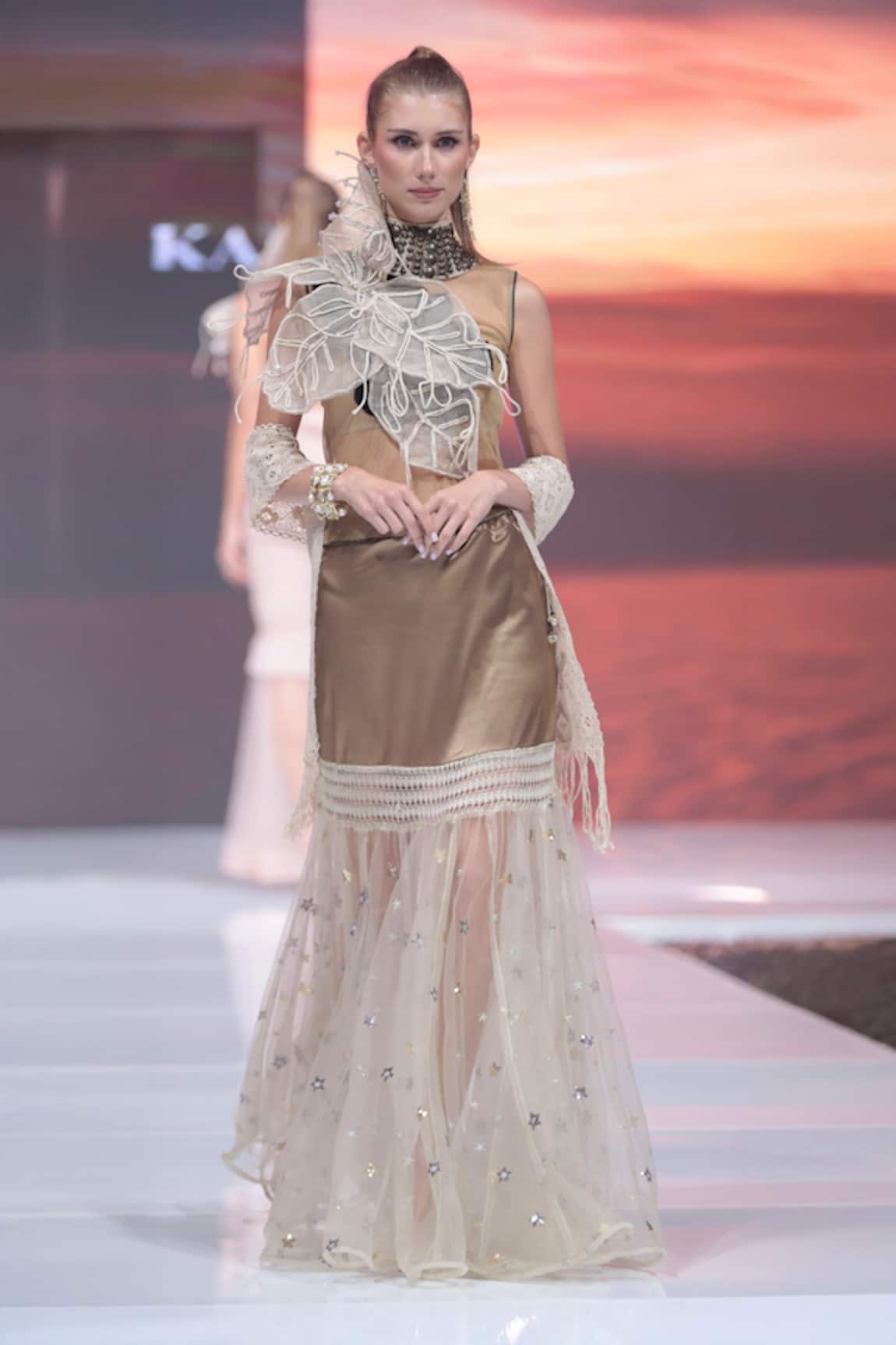 Rina Dhaka Gold Net Skirt 
