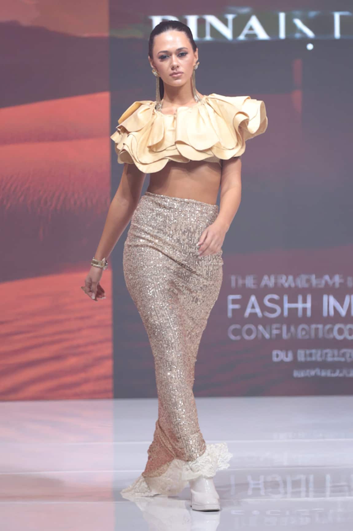 Rina Dhaka Gold Silk Satin Cape Blouse 