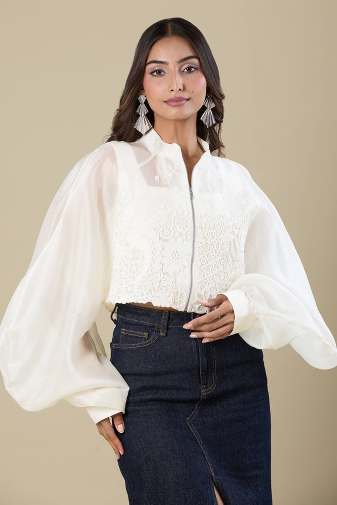 Pankaj & Nidhi Embroidered Off White Jacket 