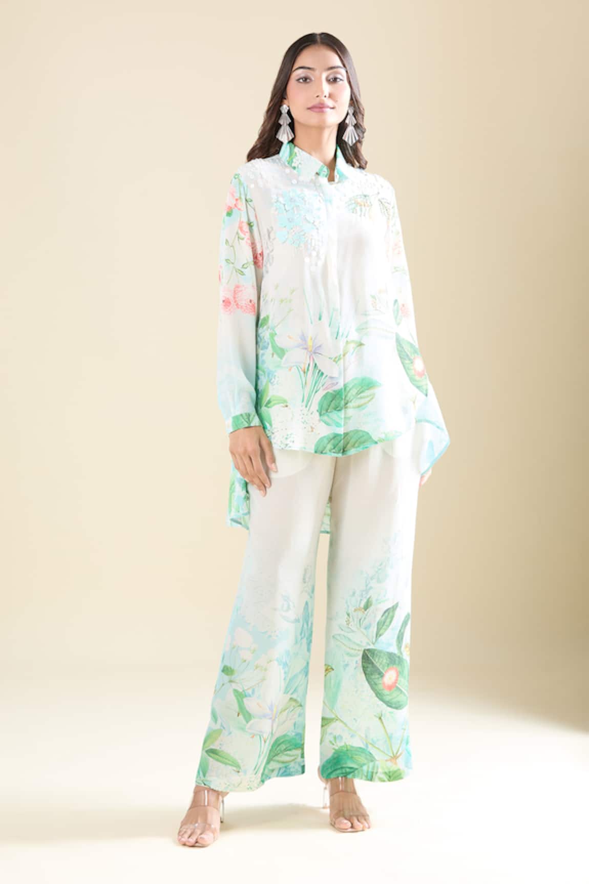 Pankaj & Nidhi Multi Color Printed Shirt & Pant Set 