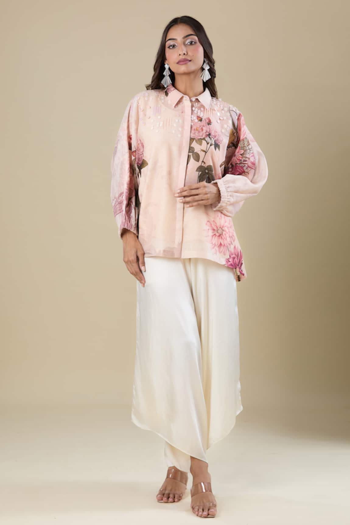 Pankaj & Nidhi Floral Printed Pink Shirt 