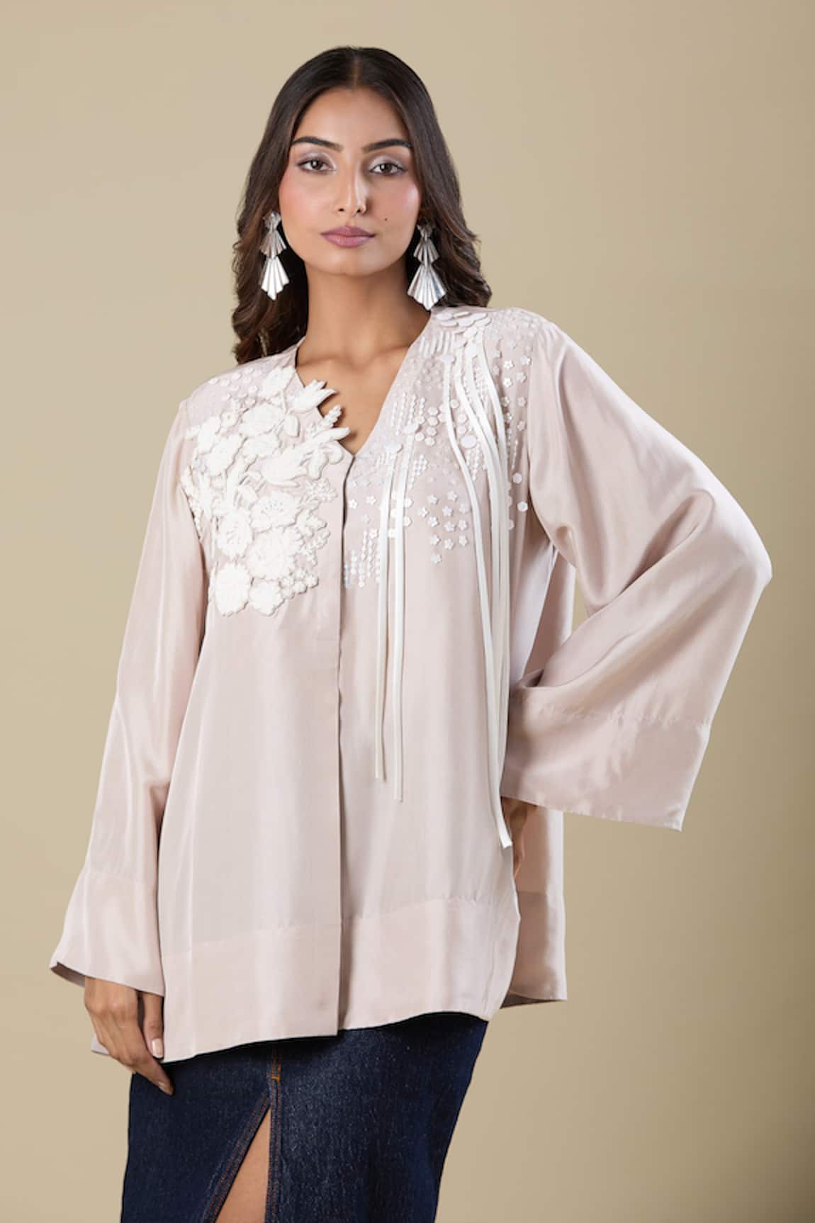 Pankaj & Nidhi Embroidered Beige Tunic 