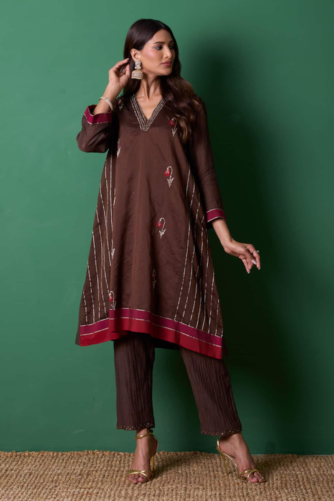 Priti Prashant Glee Brown Kurta Set