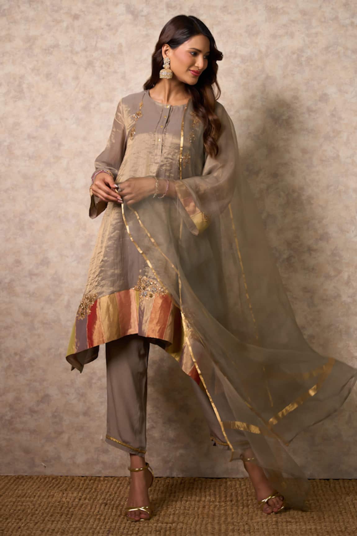 Priti Prashant Zing Grey Kurta Set with Dupatta