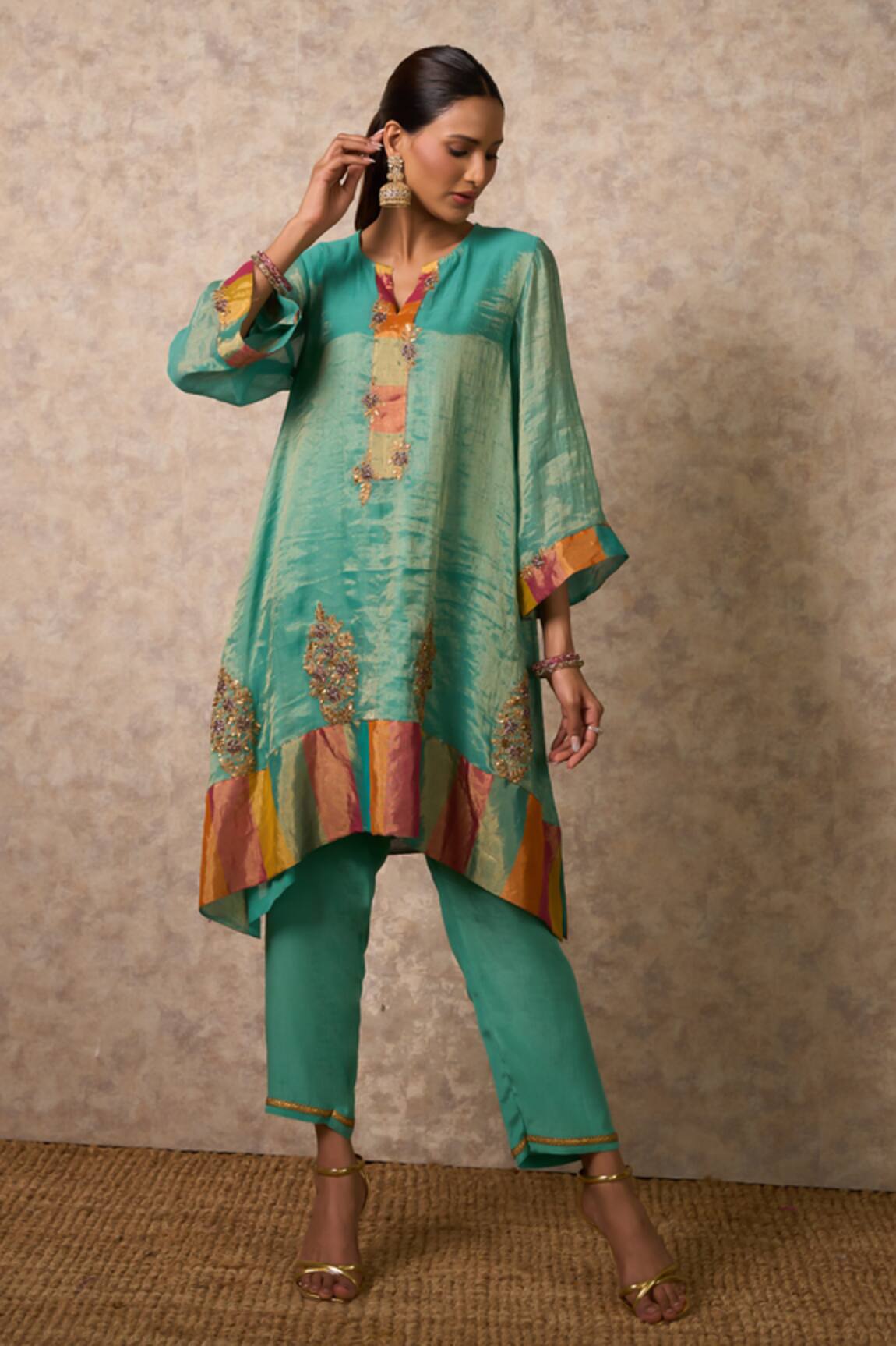 Priti Prashant Zing Sea Green Kurta Set
