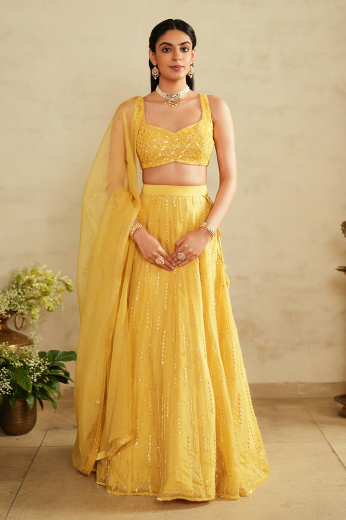 Saisha Lemon Yellow Embellished Lehenga Set