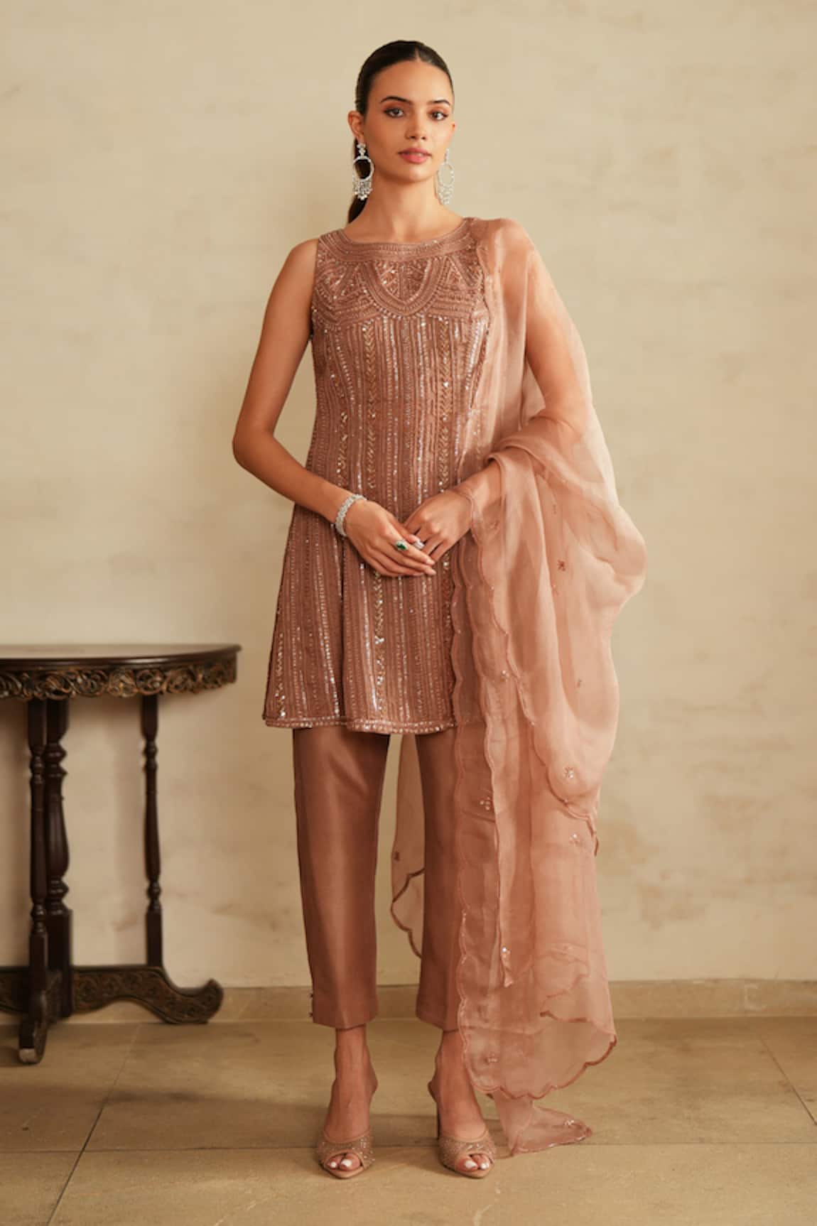 Saisha Brown Embellished Kurta Set