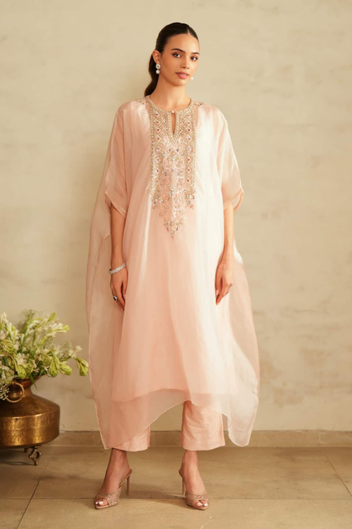 Saisha Baby Pink Kaftan Set