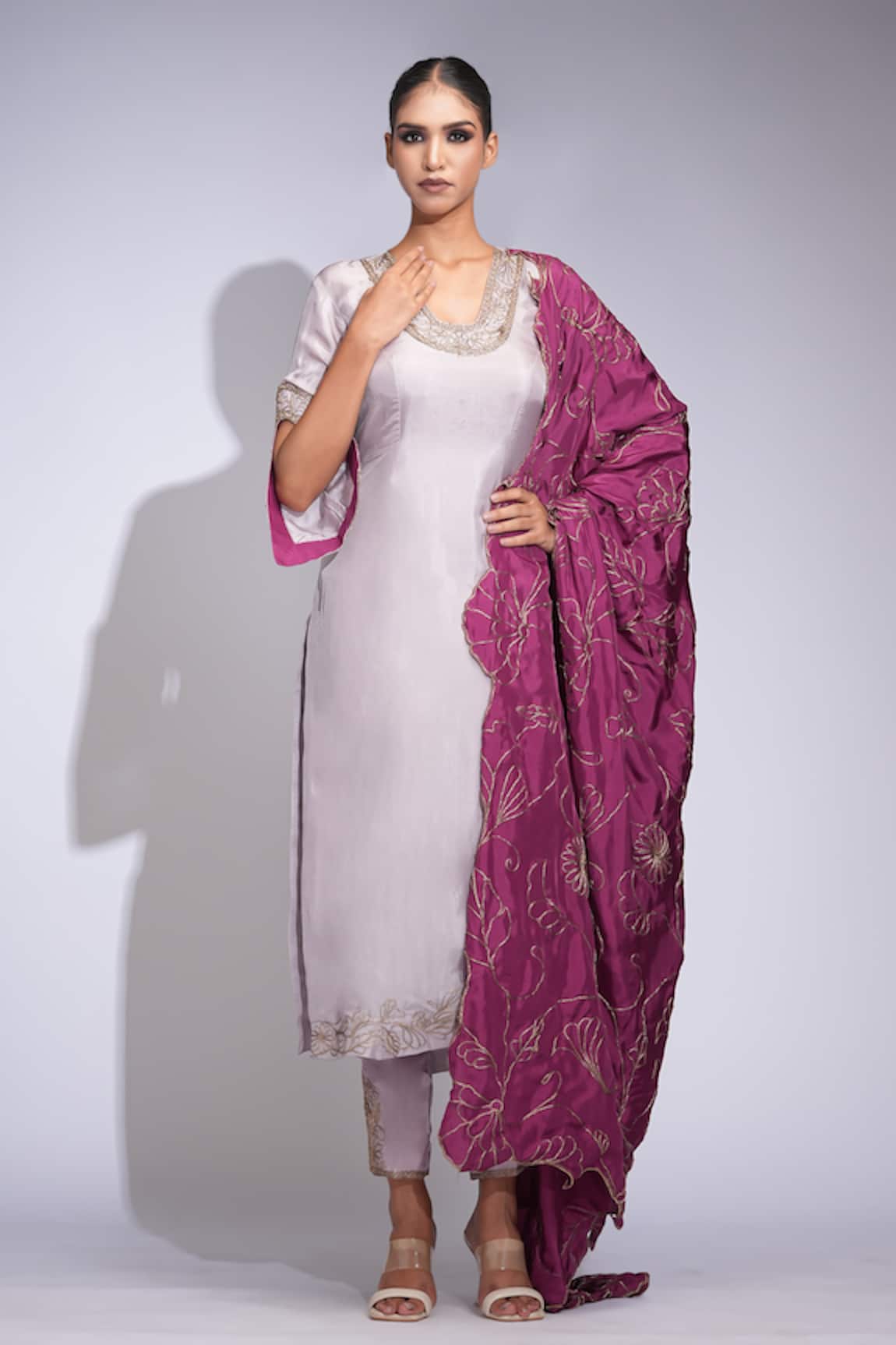 Shruti S Silk Embroidered Kurta Pant Set 