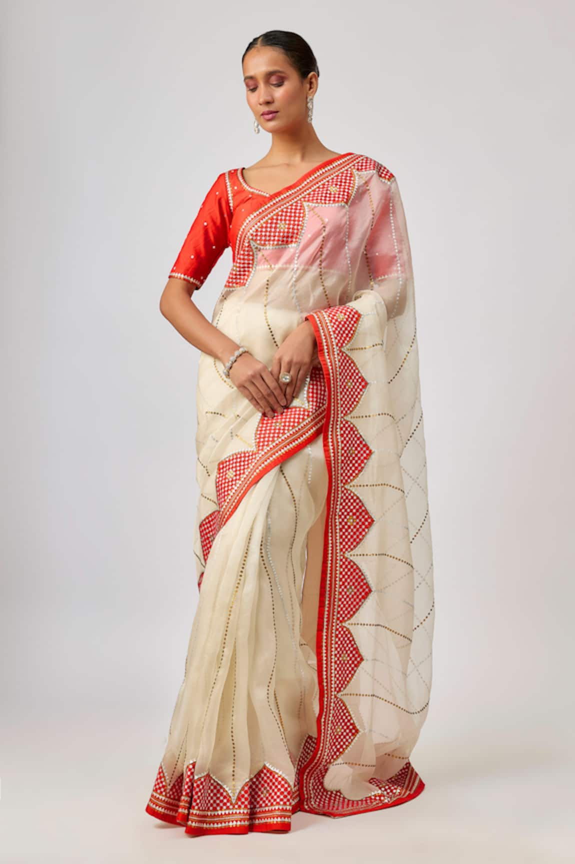 Priyal Prakash DOME AND JAAL SAREE SET Dome And Jaal Saree Set 