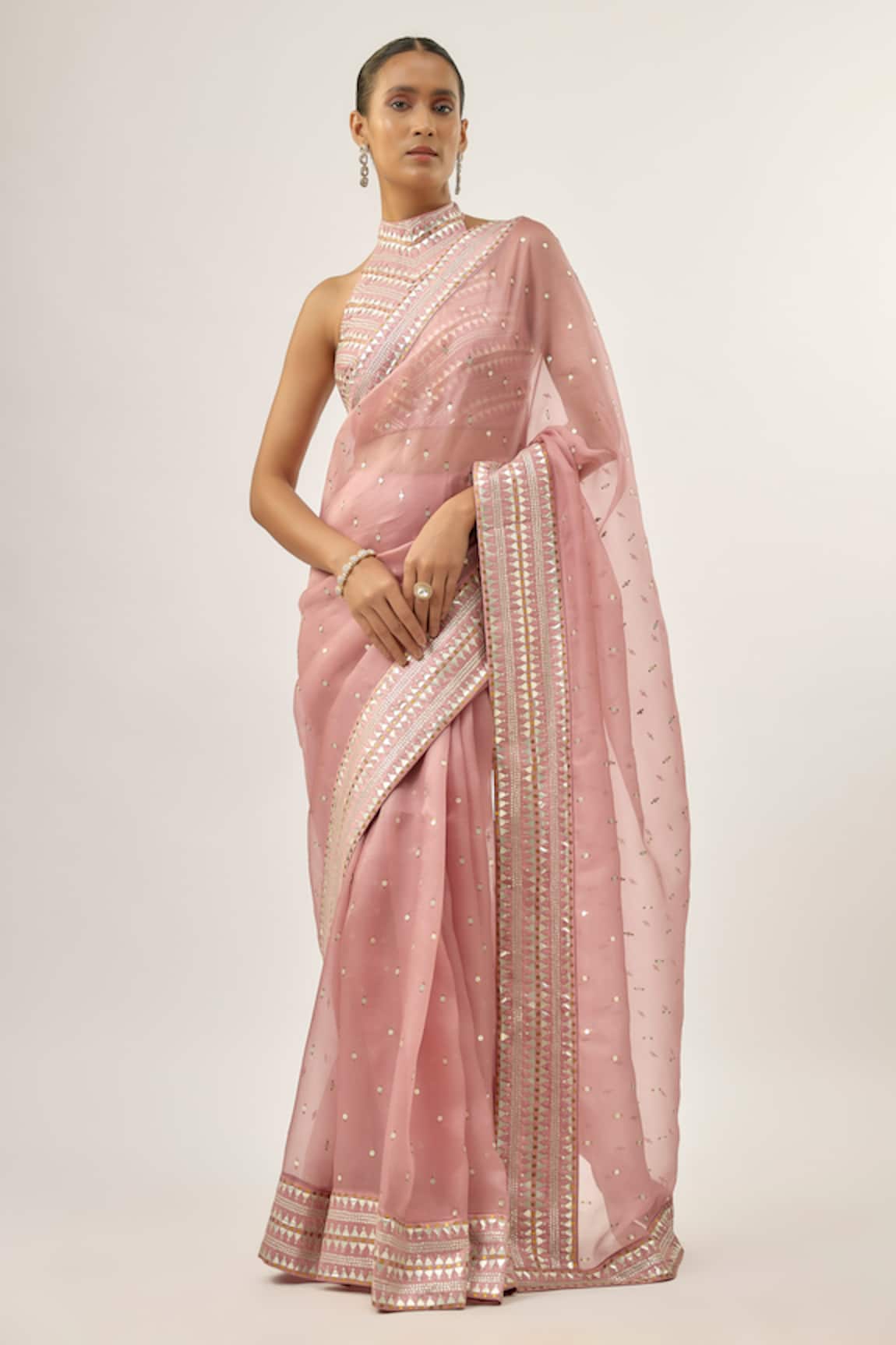 Priyal Prakash INVERTED FENCE BORDER SAREE SET Inverted Fence Border Saree Set 