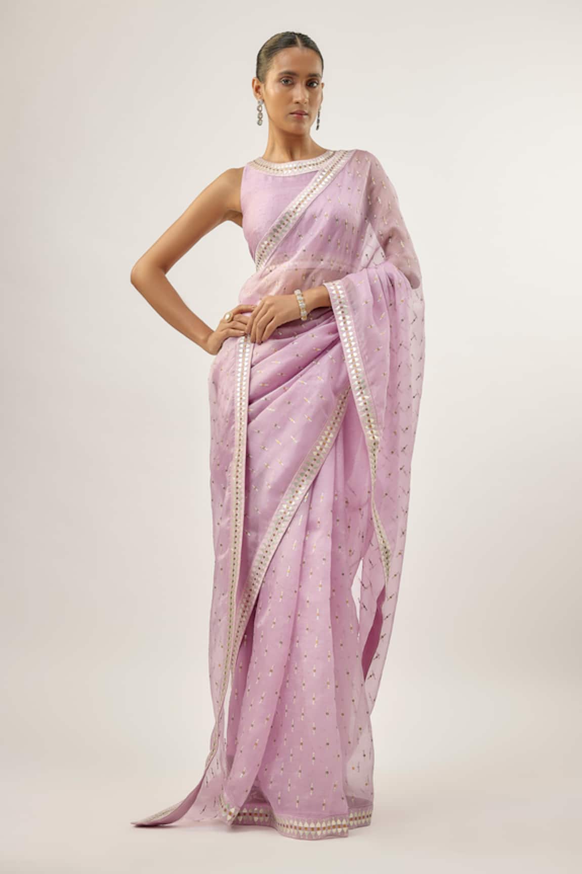 Priyal Prakash TAMARIND MOTIF SAREE SET Tamarind Motif Lavender Saree Set 