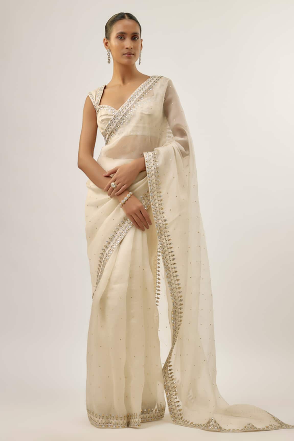 Priyal Prakash GOTA-PATTI BORDER ORGANZA SAREE SET Gota-Patti Border Organza Saree Set 
