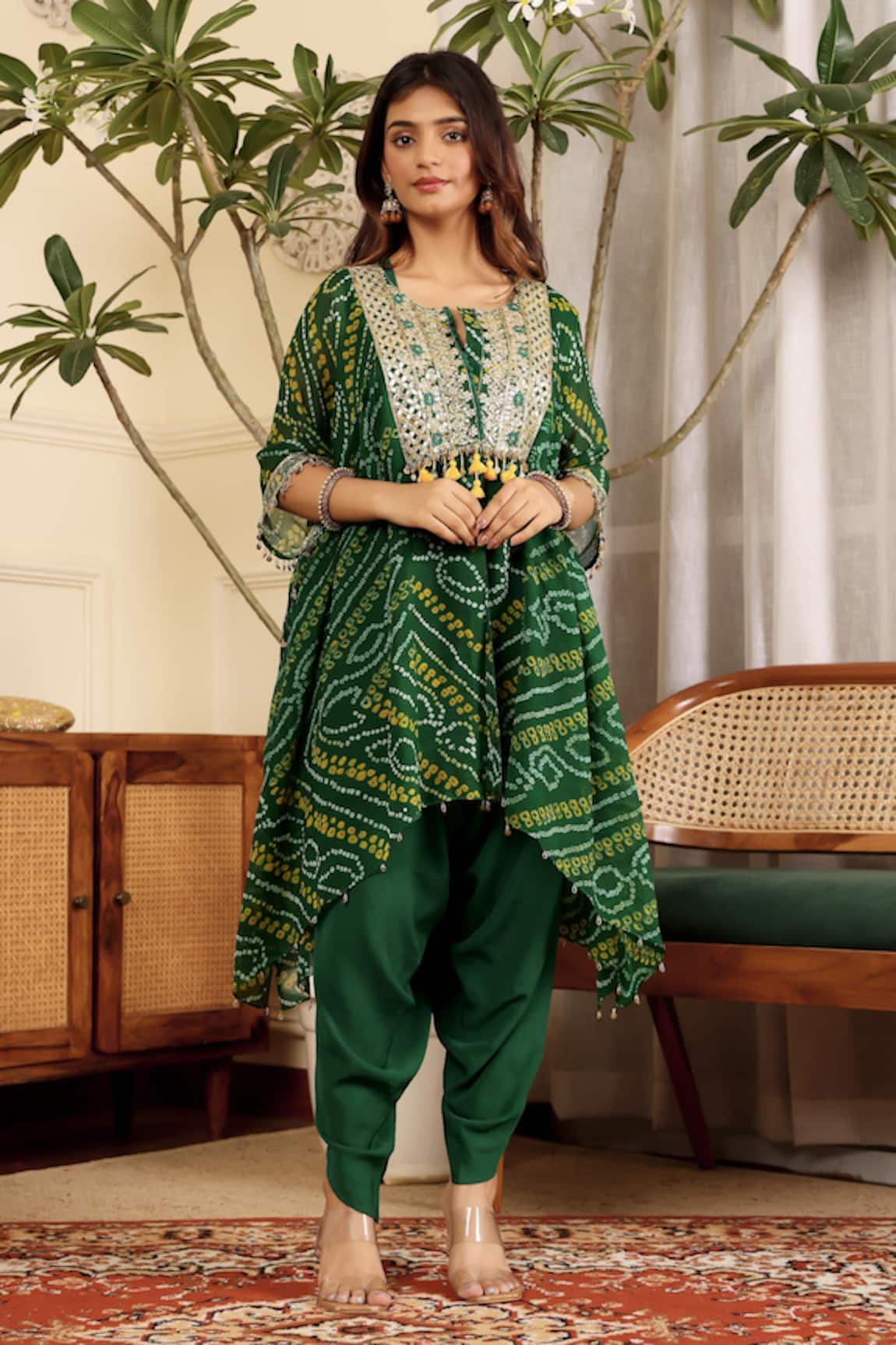 Sonali Methi Bottle Green Designer Kurta Dhoti Set 