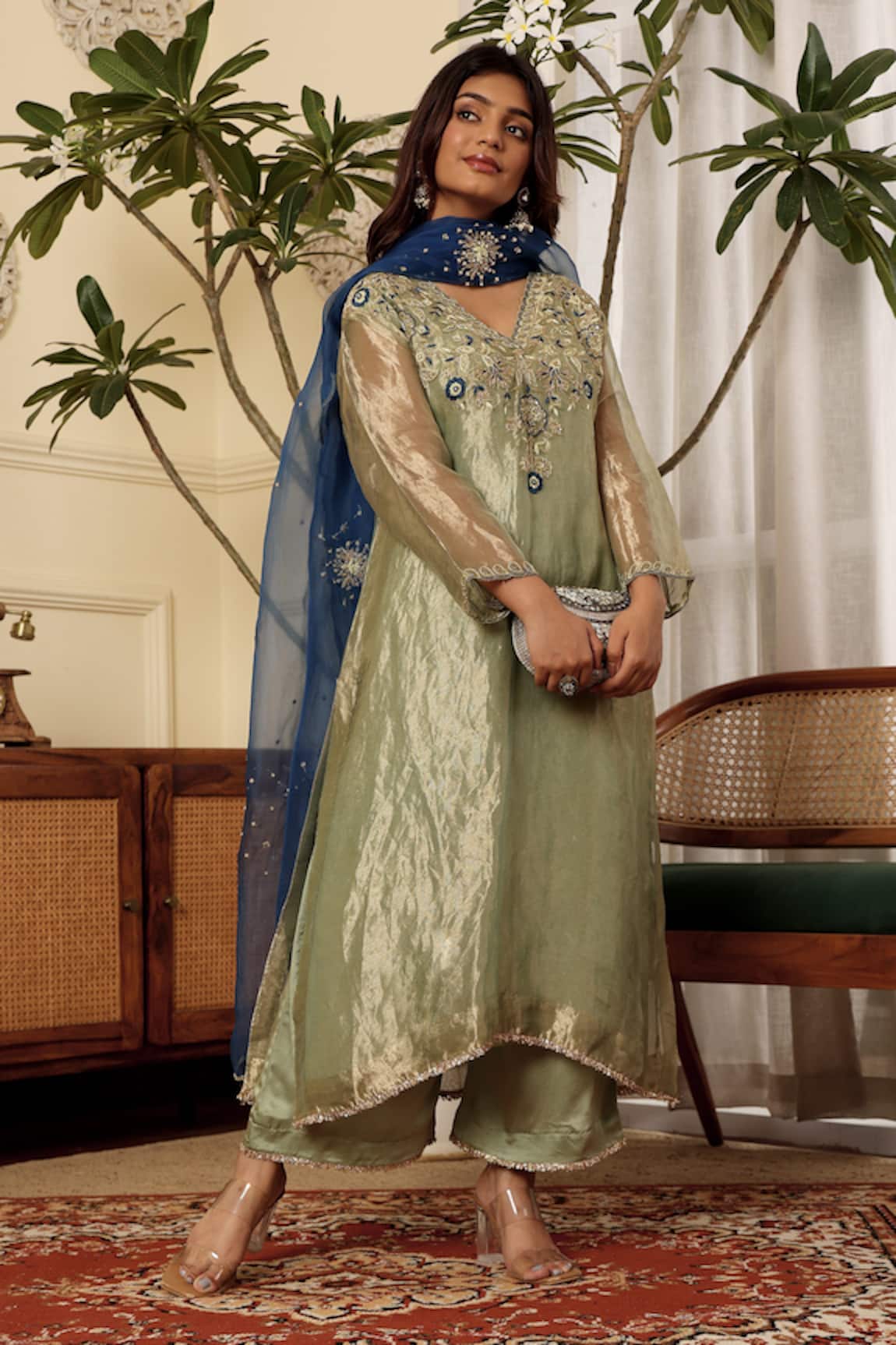 Sonali Methi Designer Tissue Kurta Set 