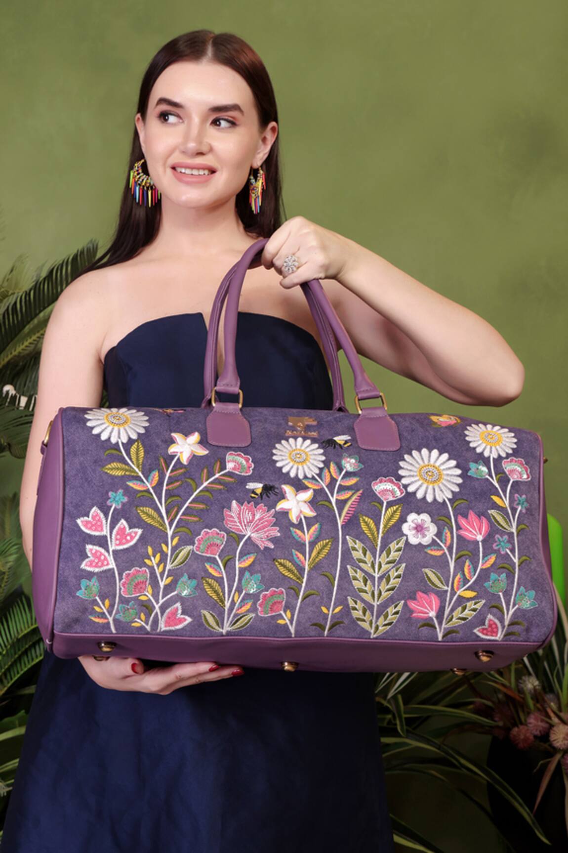 PickAleaf Daisy Dream Embroidered Duffel Bag 
