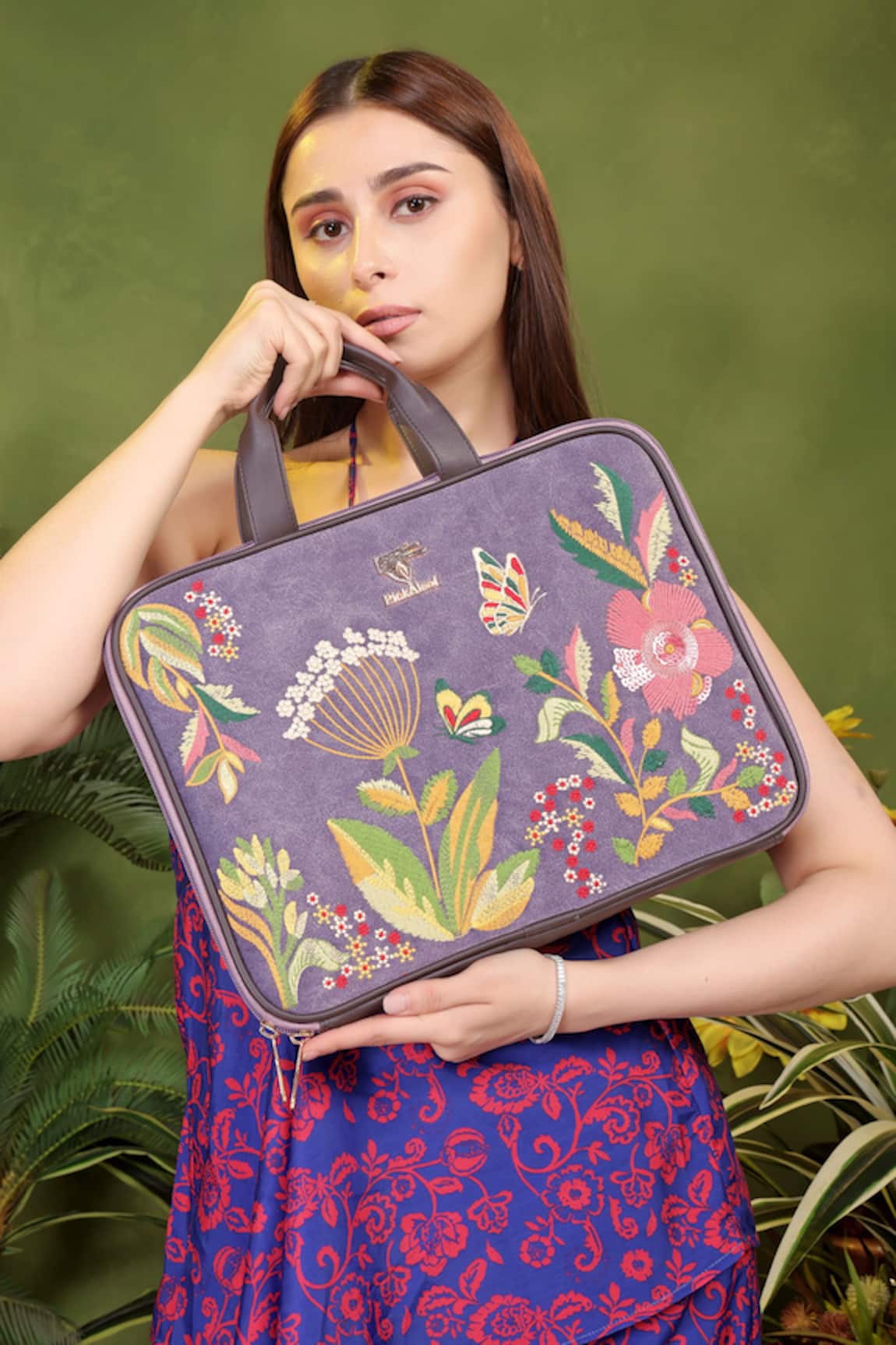 PickAleaf Violet Valley Embroidered Laptop Bag 
