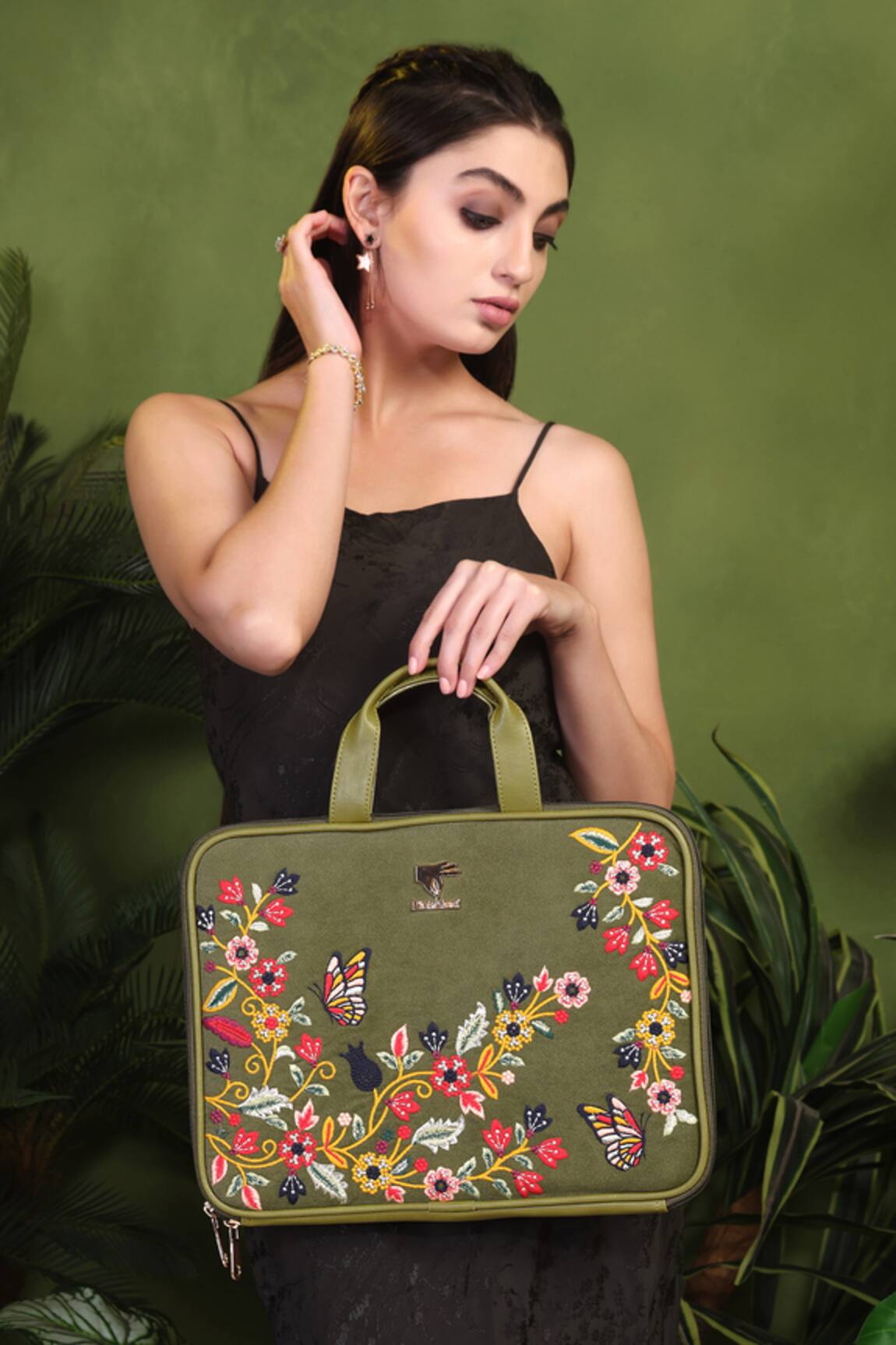PickAleaf Olive Waves Designer Laptop Bag 