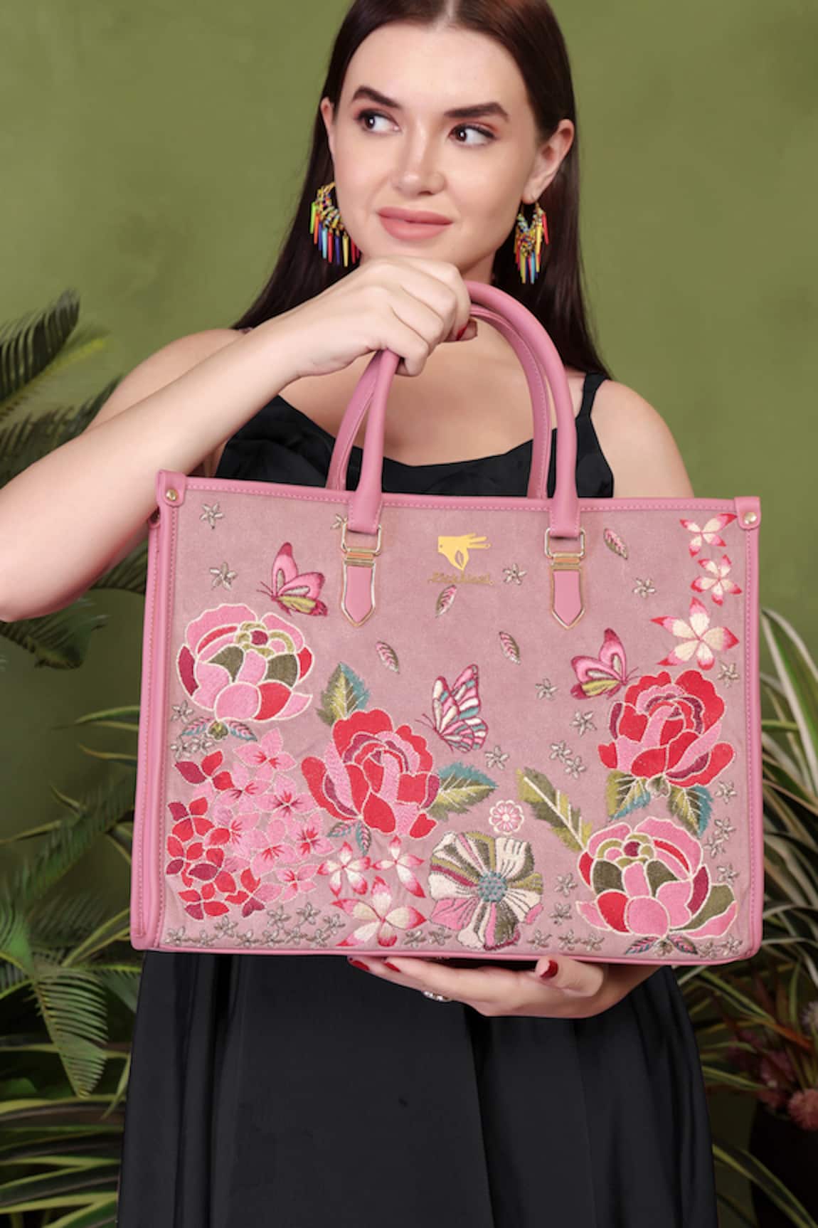 PickAleaf Embroidered Vegan Leather Shoulder Bag 